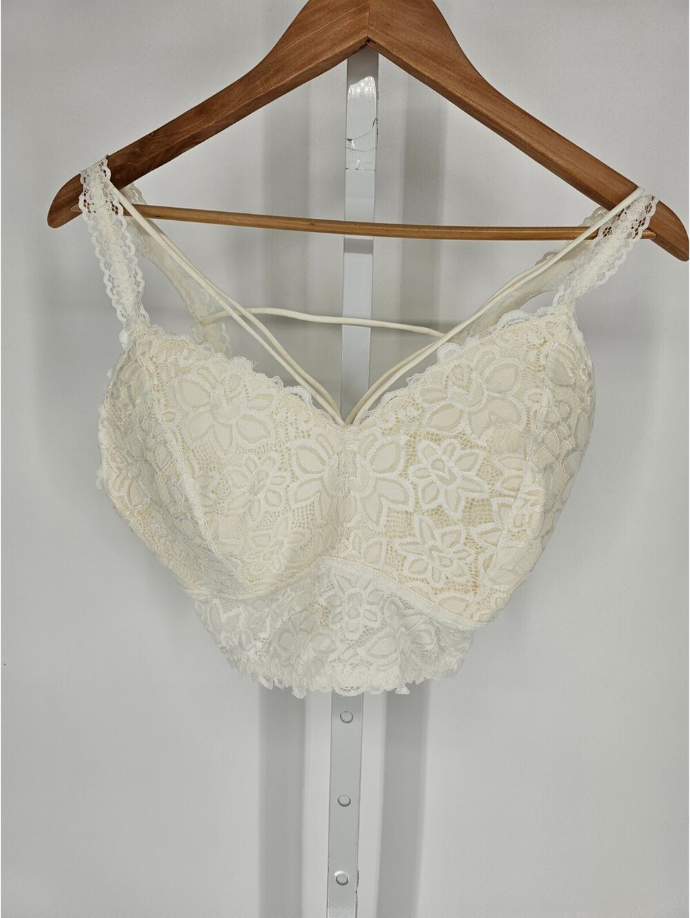 Daytrip Womens Sz XL White Lace Longline Bra Bralette